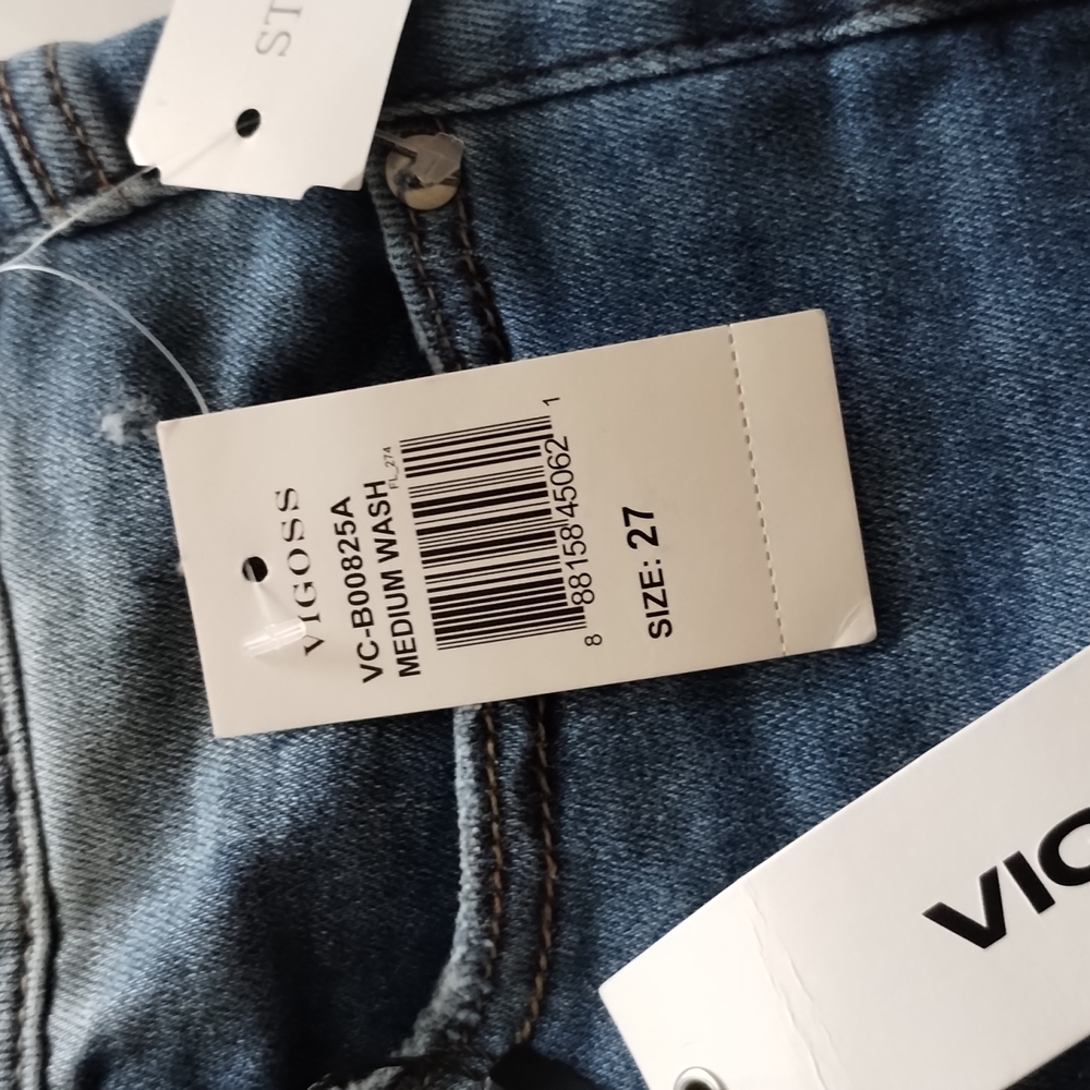 Size 27 news tags VIGOSS super soft fringed denim shorts - Picture 2 of 4